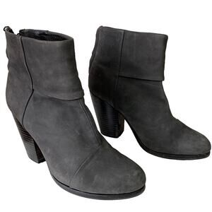 Rag & Bone Newbury Grey Suede Nubuck Ankle Zipper Boots Shoes 39 FLAW USED